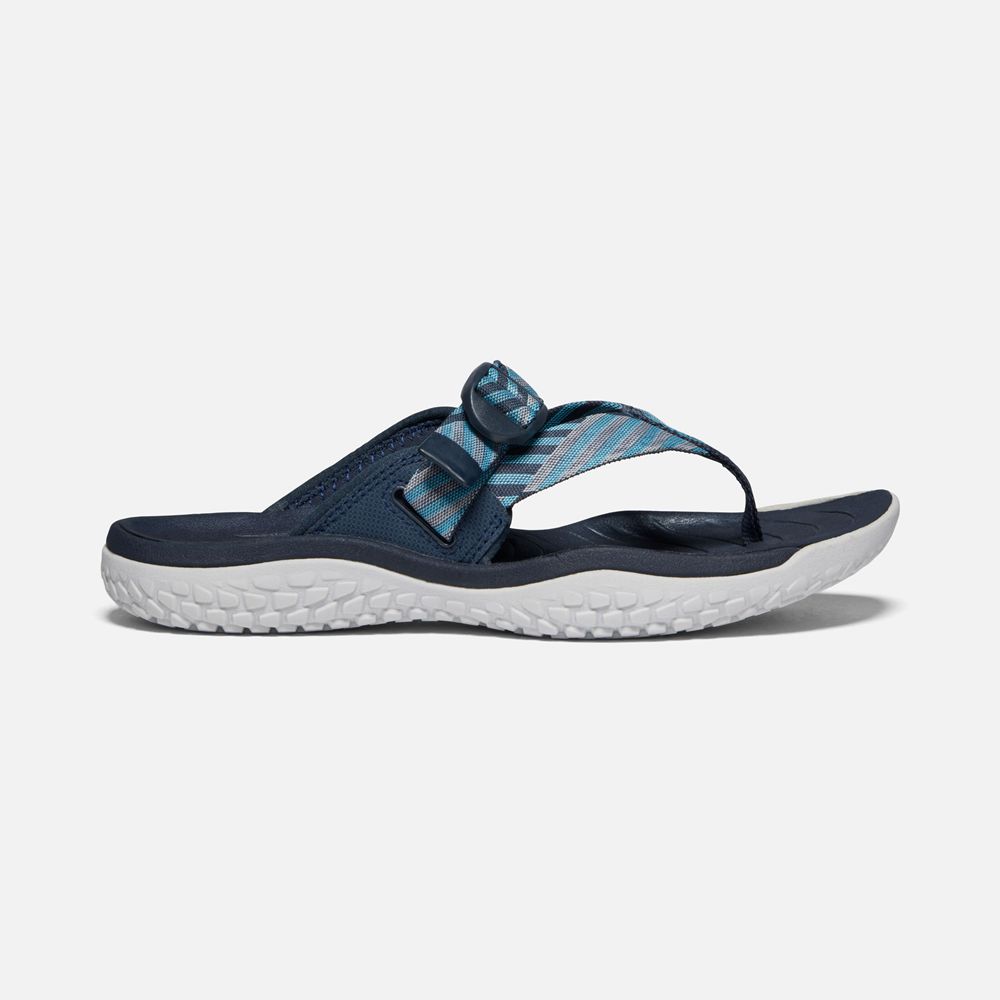 Keen Sandaal Dames Donker Blauw/Wit - Solr Toe Post Sandal - 24760-ZBLA